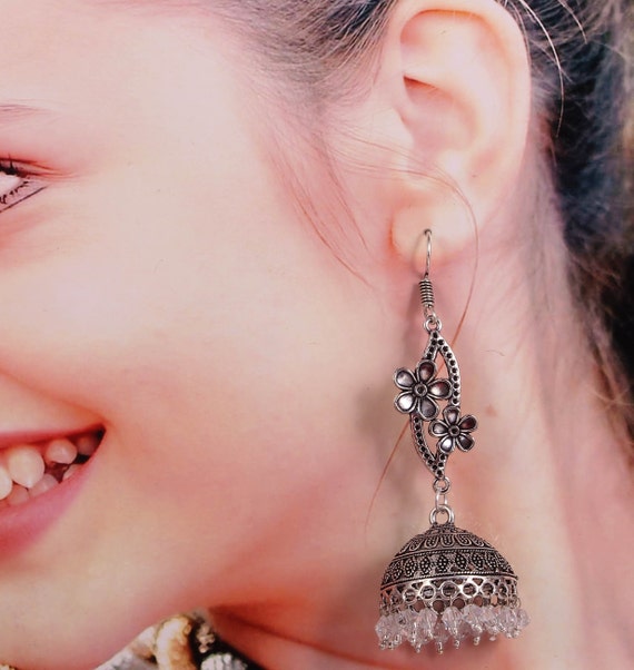 Indian Jhumka Pakistani Bollywood Gold Plated Crystal Earrings Jhumki  Wedding | eBay
