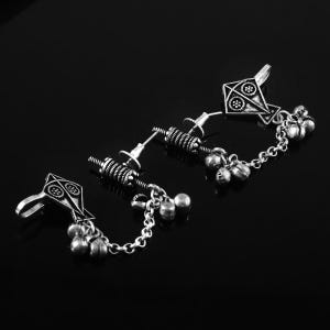 Oxidised Silver Plated Earrings with Patang Charki Design jewelry for women
