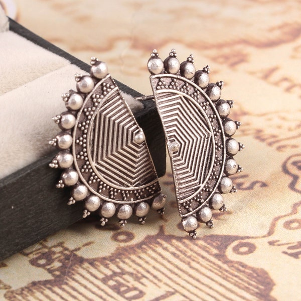 92.5 Silver Plated High Quality Statement Studs Jhumka Jhumki Earrings Jewelry women