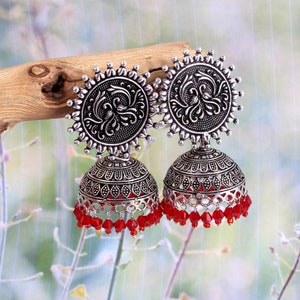 Oxidierte versilberte indische Bollywood Jhumka Jhumki Ohrringe Für Frauen / Leichte Jhumka / Kristall Jhumka/Dangler Ohrringe