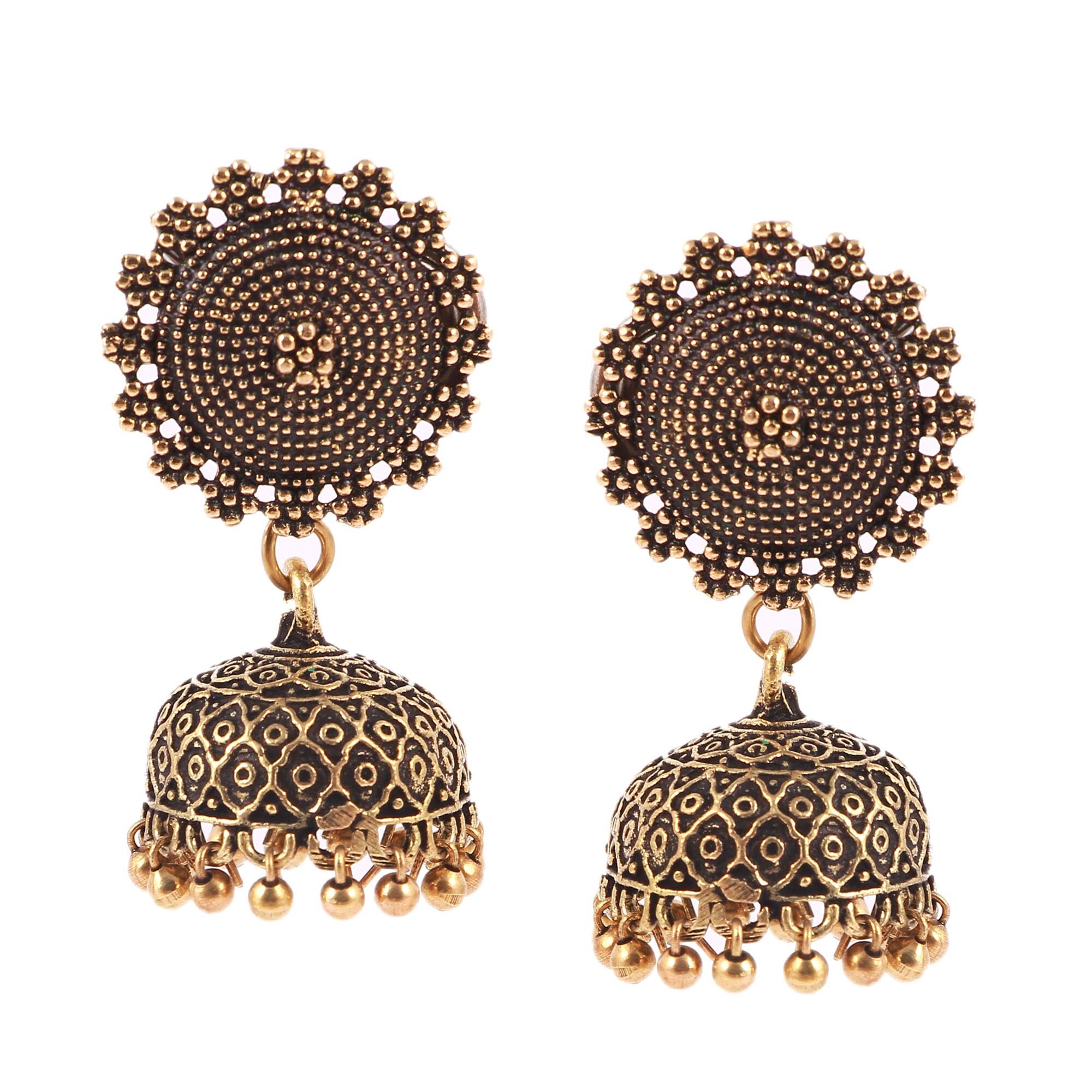 INDIAN Bollywood Oro Placcato Dangle Orecchini Jhumka tradizionale design di gioielli 