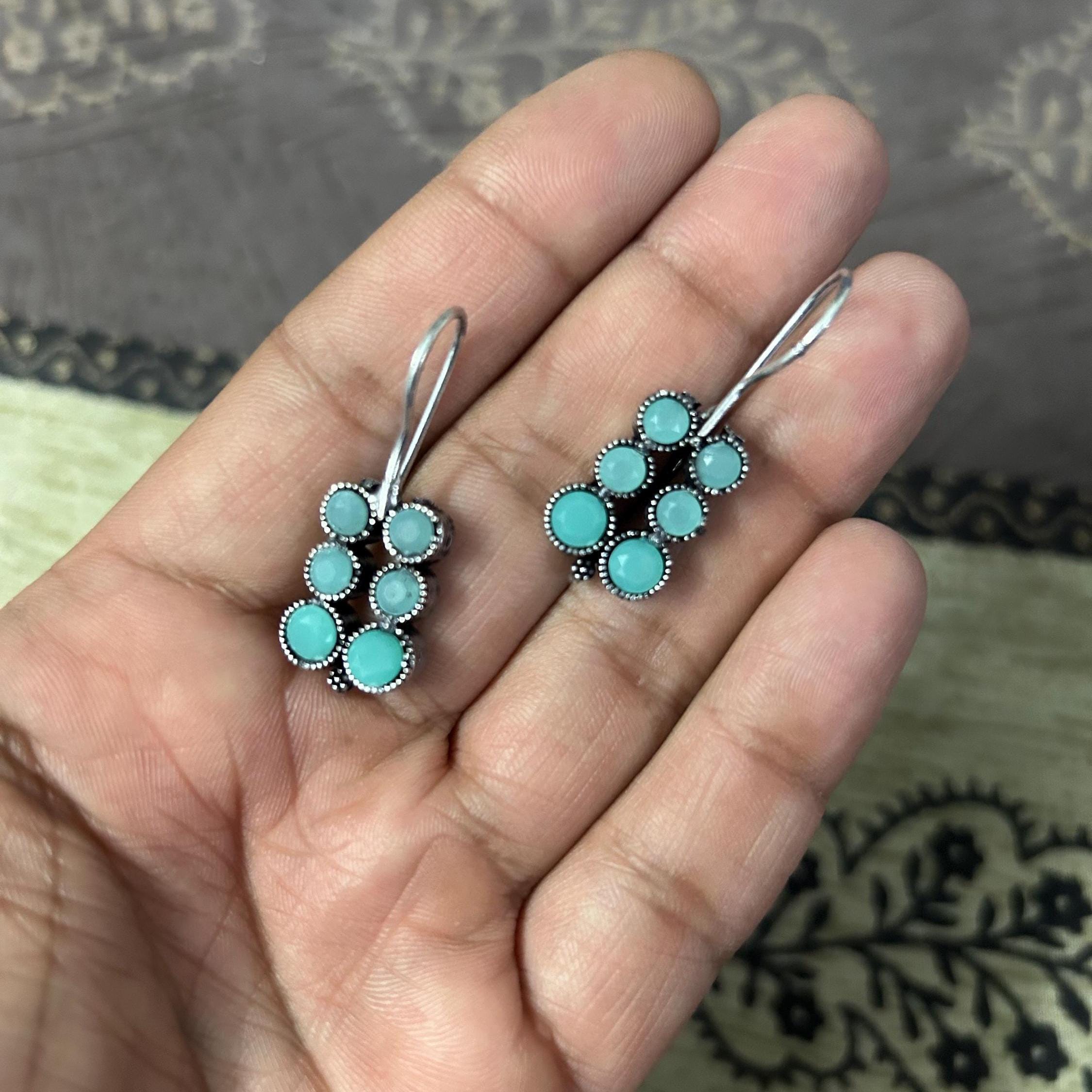 Boucles D'oreilles Indiennes Clous Rubis CZ Plaqué Argent - Pour Femme, Fête, Mariage