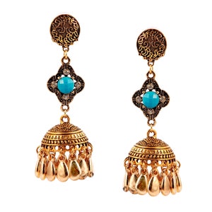 Oxidized Gold Plated Long Jhumka Jhumki Indian Traditional ethnic Earrings jewelry for women