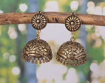 Bollywood Oxidized Gold Plated Handmade jhumka jhumki Indian Traditional Dangle earrings for women/ Bollywood Trending Jhumka/Free Shipping