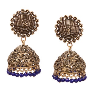 Oxidized Gold Plated Jhumka Earrings: Bollywood Indian Jewelry