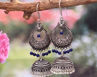 Bollywood Oxidized Silver plated Earrings women Jhumka Jhumki Ethnic jewelry for women