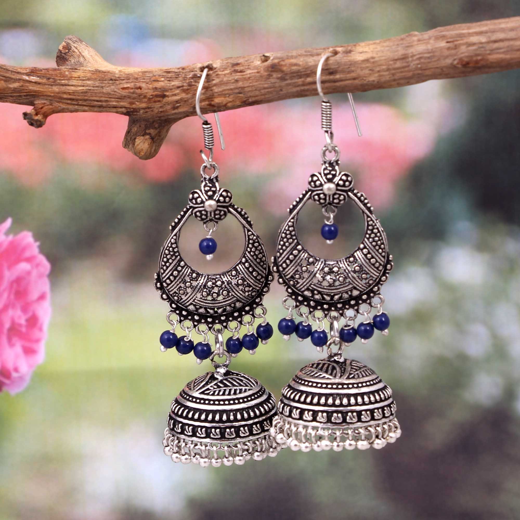 Oxidized silver plated Handmade Dangler Jhumka Jhumki Ethnic | Etsy