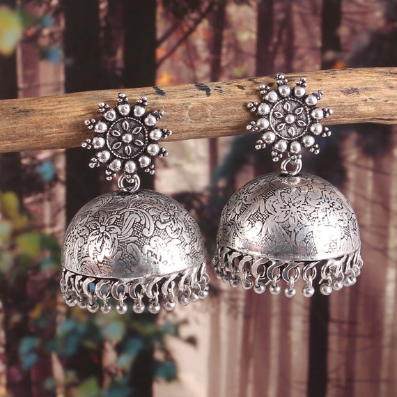 Buy Oxidized Silver Plated Handmade Jhumka Jhumki Ethnic Earrings Jewelry  for Women GSHAND50 Online in India - Etsy