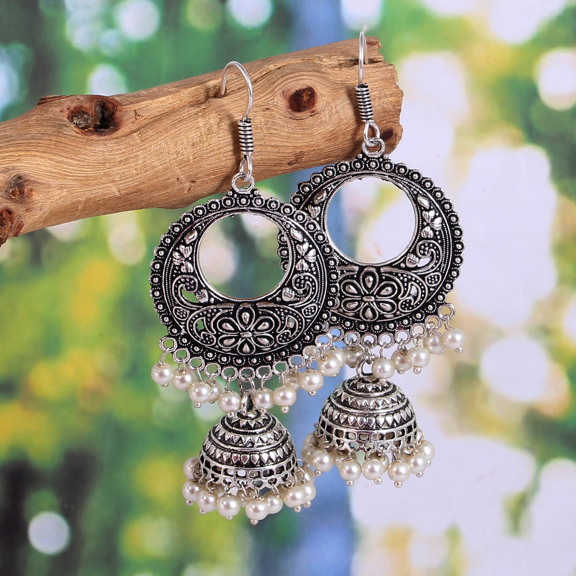 Indian Traditional Bollywood Style Silver Oxidized Jhumka Jhumki Earrings  M-90 | eBay