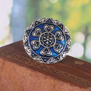 Bollywood Oxidized Silver Plated Meenakari enamel Adjustable Statement Big Finger Ring for women