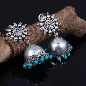 Oxidized German Silver  Traditional Jhumka Jhumki Bollywood Ethnic Earrings For women /Fast shipping World-wide