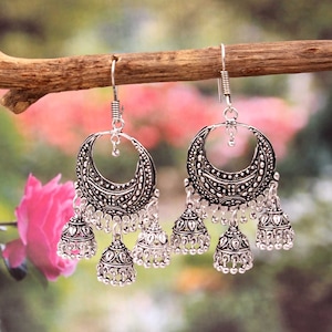 Oxidized Silver Plated Earrings for women unique Style earrings jewelry