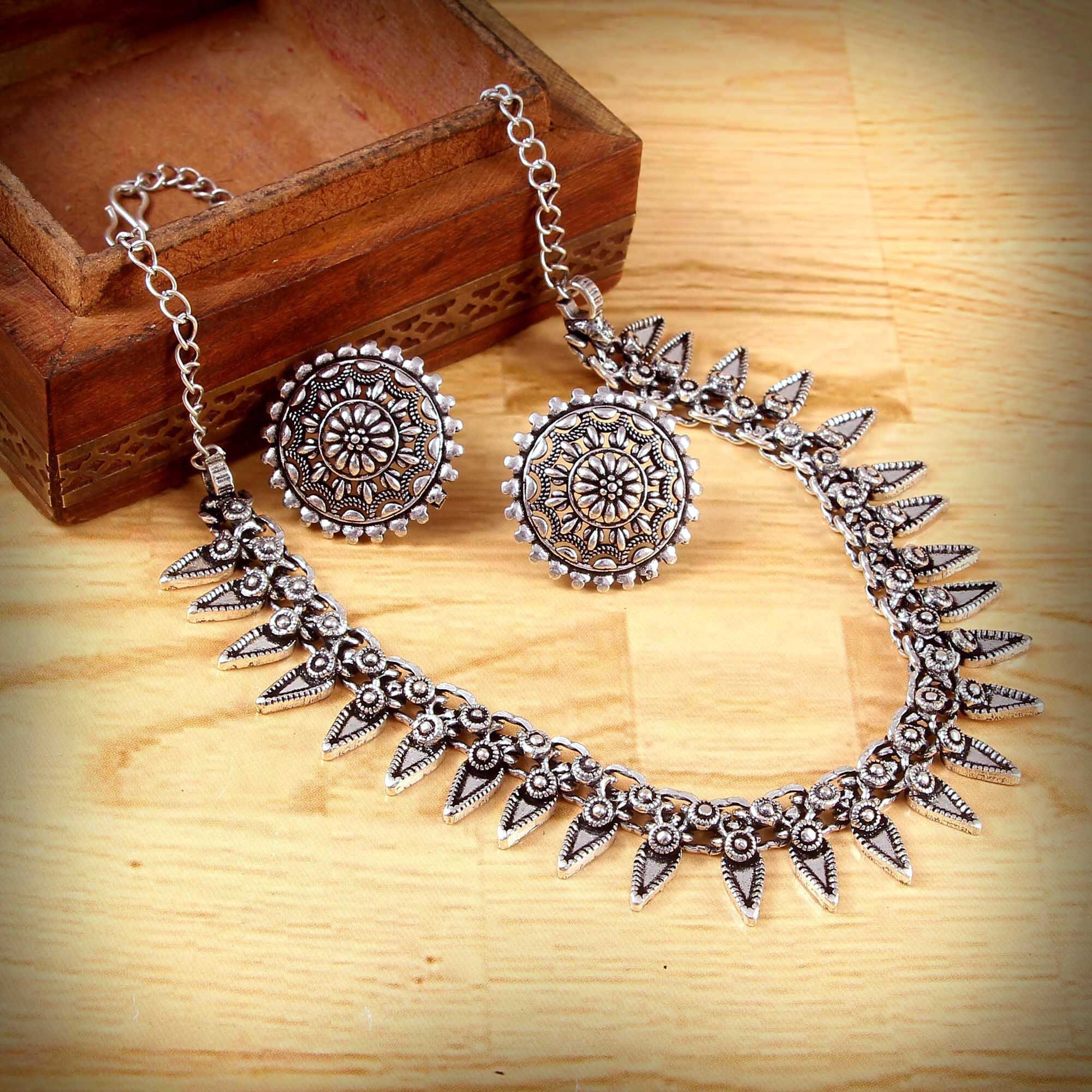Oxidized Silver Plated Handmade Jewelry Set/ Party Wear Etsy UK