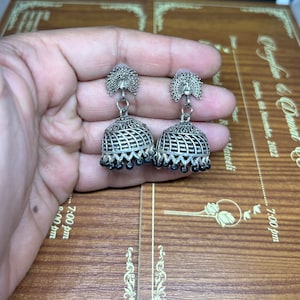 Oxidized Silver Plated  Jhumka Jhumki peacock stud Ethnic Earrings for women
