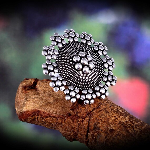 Oxidized Silver Plated Handmade Adjustable Statement Big Finger