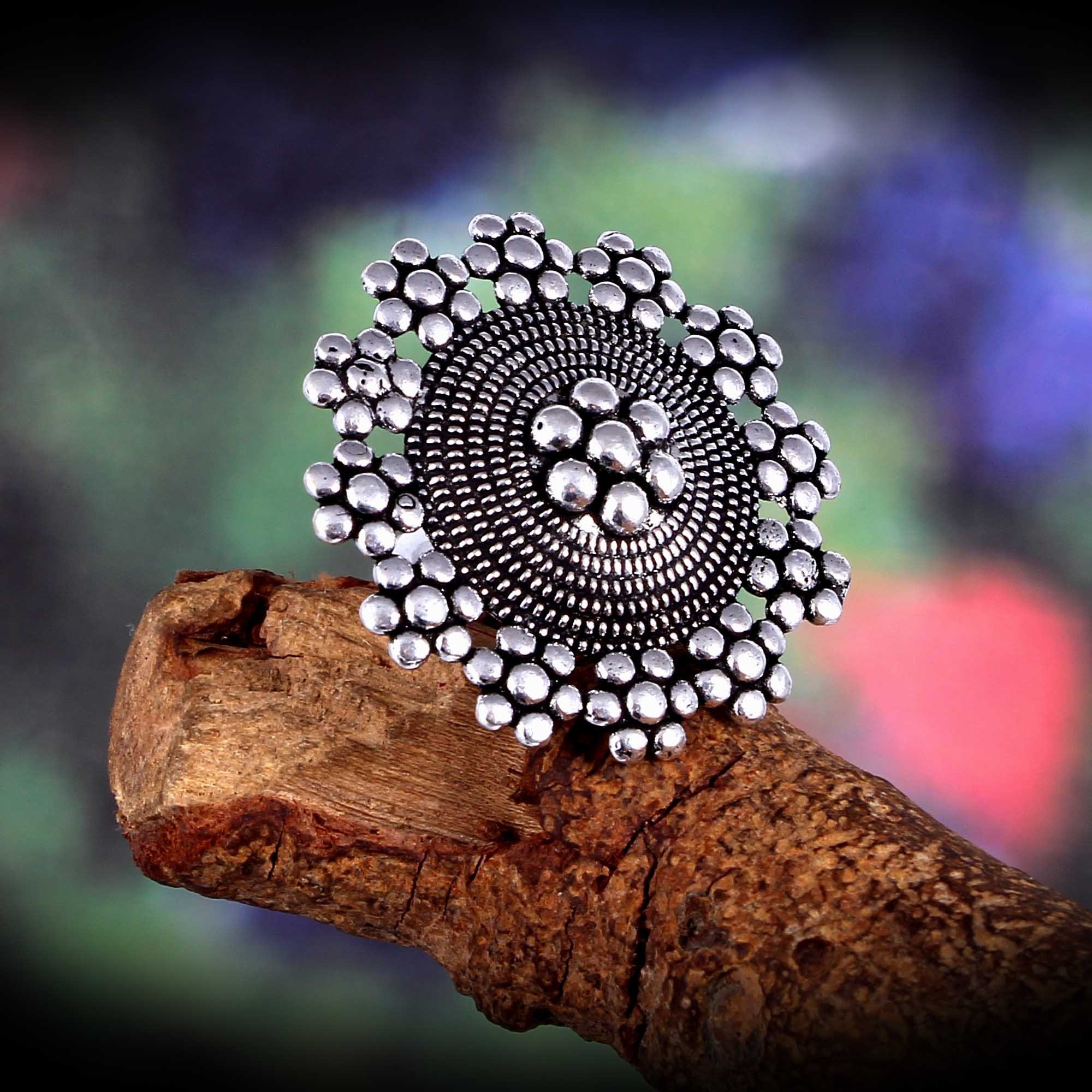 Round Ghungroo Studded Finger Ring, Oxidised Ring, Banjara Ring, Banjara  Jewellery