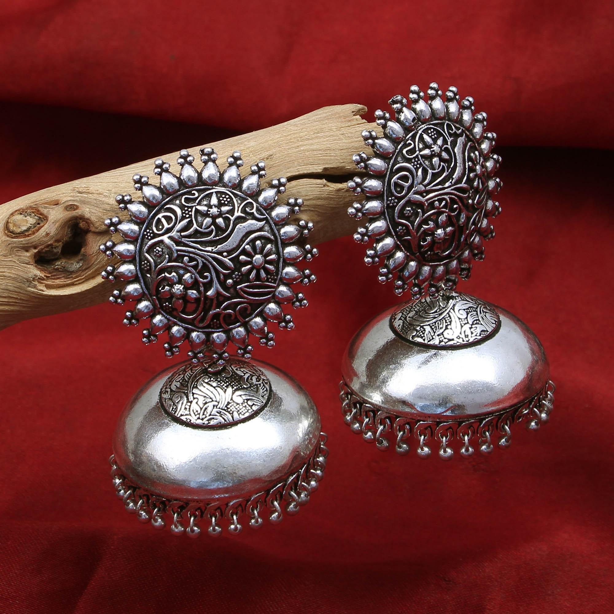 Silver Alloy Big Jhumka Earrings at Rs 48/pair in Surat | ID: 26751320391