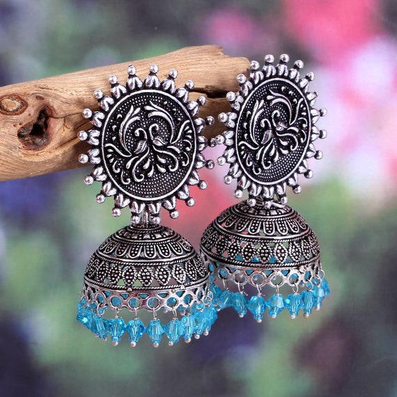 Oxidized Silver Plated Handmade Indian Bollywood Jhumka Jhumki | Etsy India