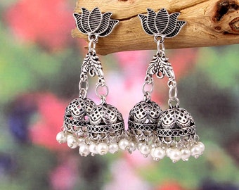 Handmade Silber Ohrringe mit Perle für Frauen
