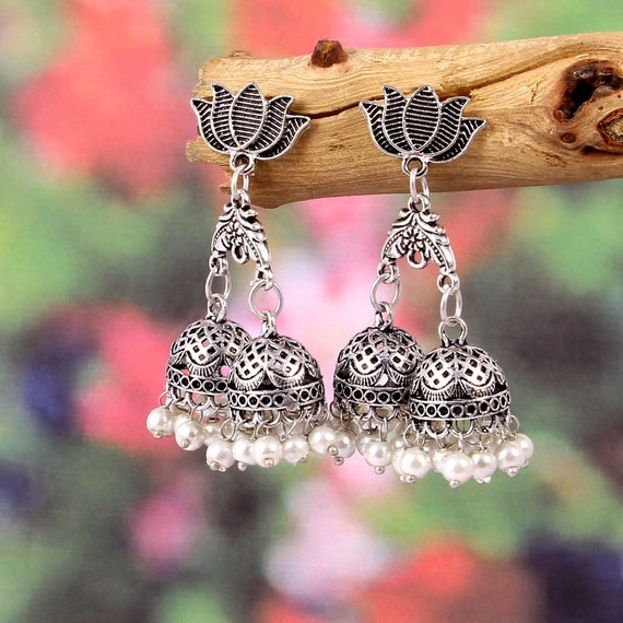 White jhumki outlet
