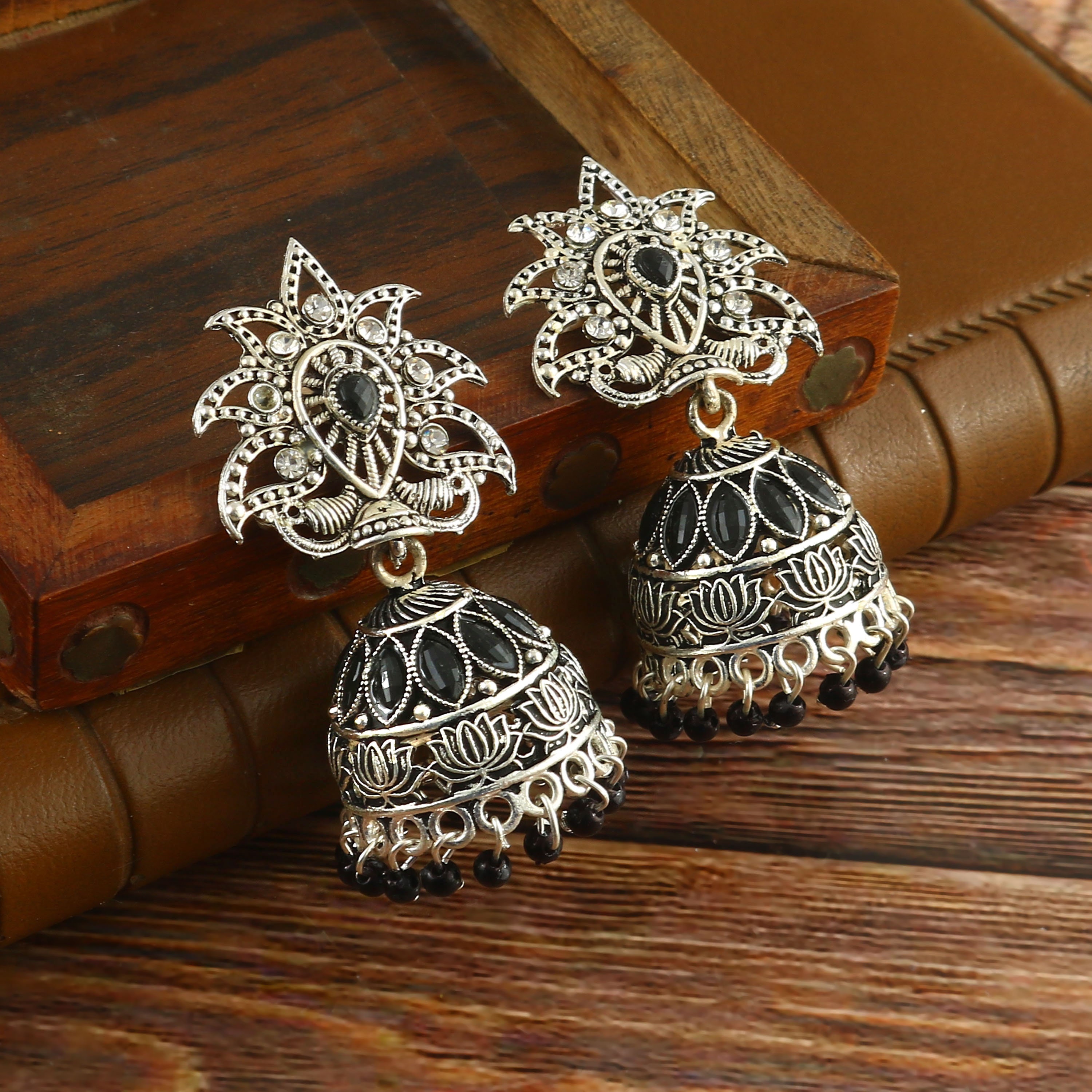 Silver Oxidized Jhumka Earrings | German Silver Earrings | Casual Wear Jhumki  Earring - D9creation