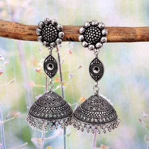 Oxidiertes Silber überzogenes Licht Big Jhumka Jhumki Ohrringe Frauen / Bollywood Traditionelle Jhumka / Party tragen Jhumka / Big Jhumka