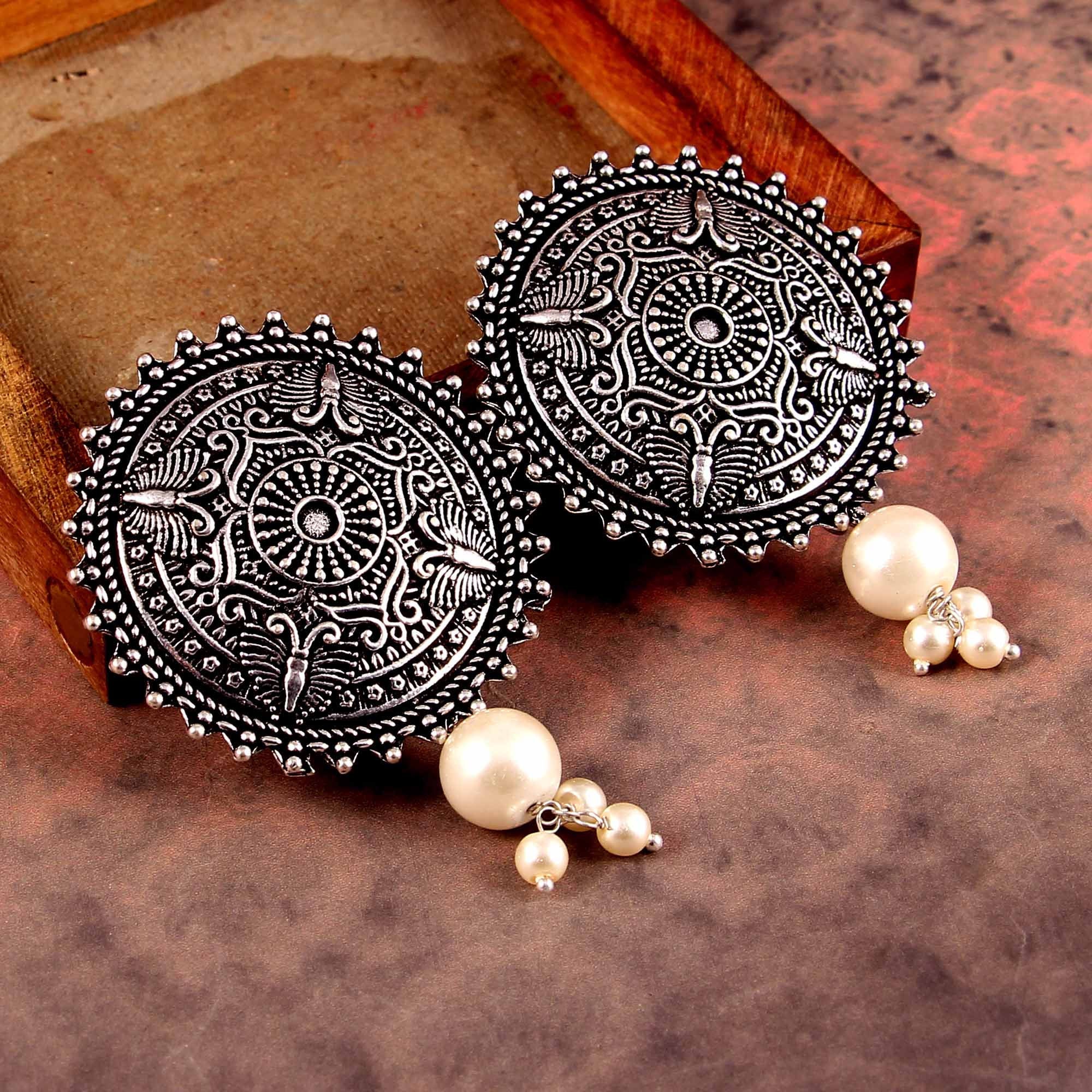 Share 114+ oxidised pearl earrings latest