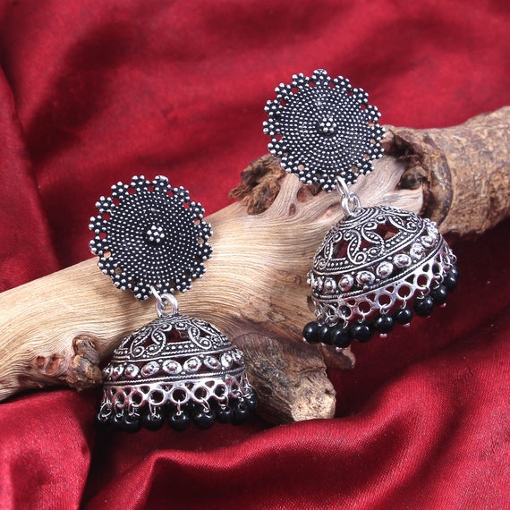 Indian Silver Color Junki Jhumka Big Latest Design Party Wear Earrings |  eBay