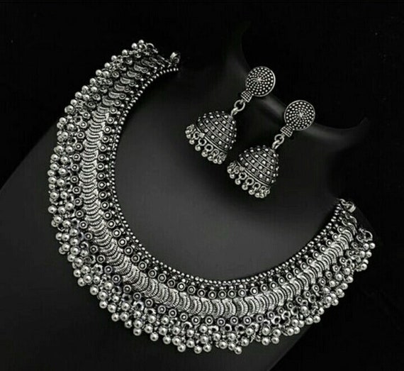 Buy PBM CREATIONS Oxidised Silver Necklace And Earring Set For Baby Girls,  Women Online at Best Prices in India - JioMart.