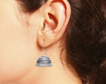 Wit geoxideerd verzilverd Jhumka Jhumki oorbellen voor vrouwen/Indiase oorbellen/Bollywood Jhumka/snelle verzending