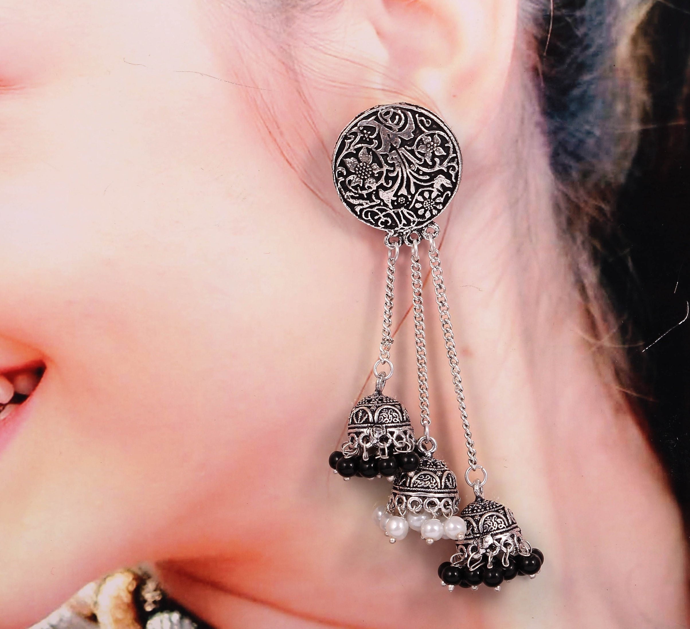 Oxidized Silver Plated Handmade Step by Step Jhumka Jhumki Party