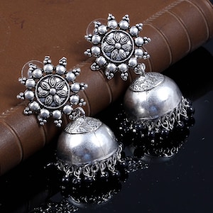 Oxidized German Silver  Traditional Jhumka Jhumki Bollywood Ethnic Earrings For women
