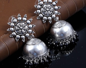Oxidized German Silver  Traditional Jhumka Jhumki Bollywood Ethnic Earrings For women