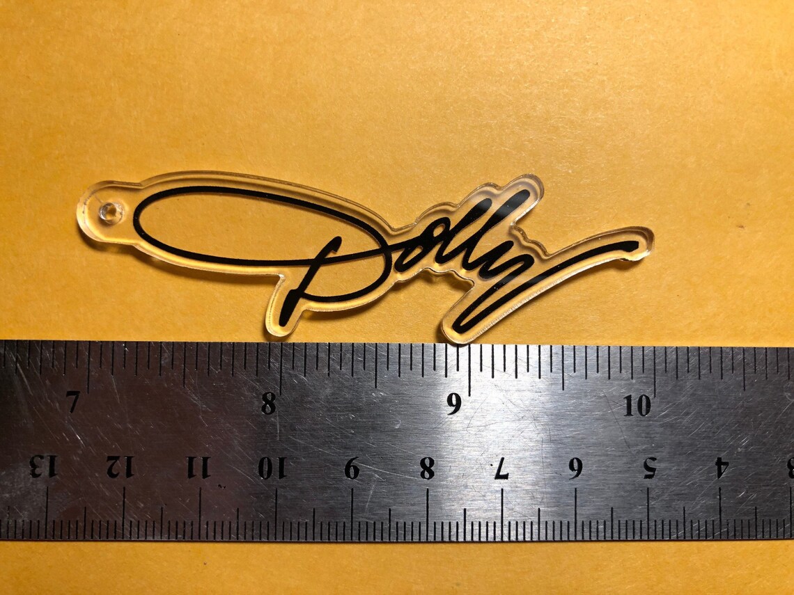 Dolly Parton one-sided acrylic name/logo charm | Etsy