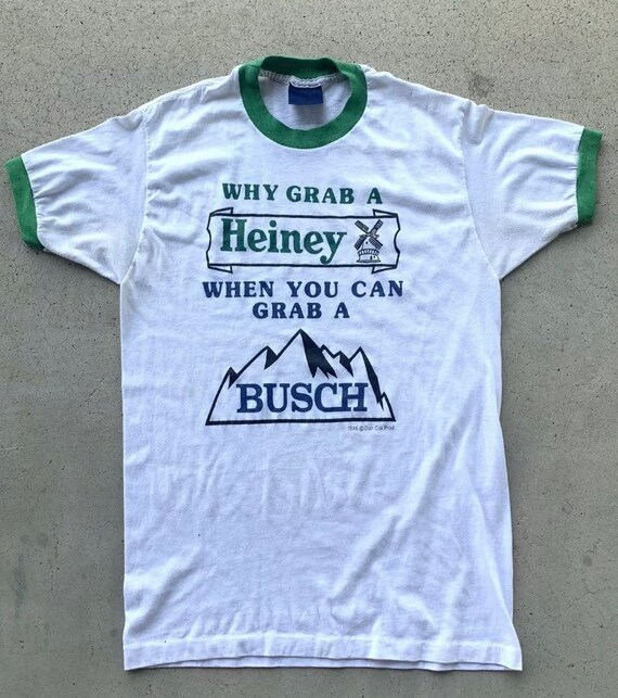 Vintage 80’s Busch Beer Ringer Tee T-Shirt Men’s S