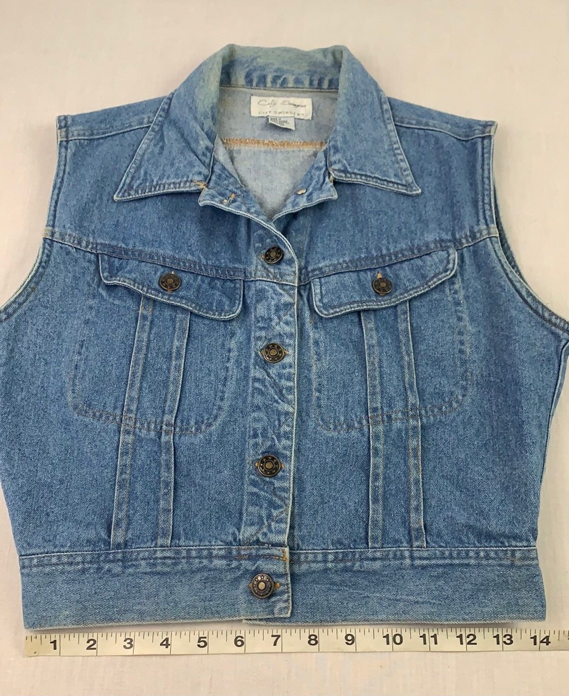 Vintage 90s Ladies Cropped Denim Vest Small | Etsy
