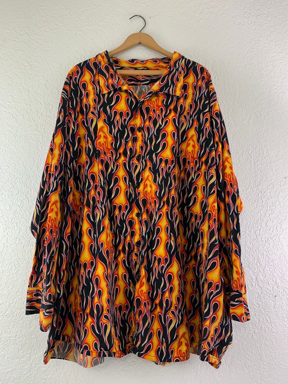 Vintage Fire Flames All Over Print Button up Shirt - Etsy