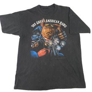 Vintage Harley Davidson The Great American Hawg T-Shirt Biker XL 3D Emblem