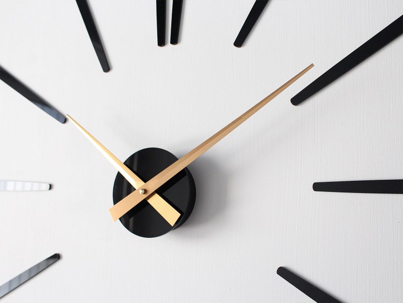 Large Modern Wall Clock Gold Elegance Huge Home Decor Etsy