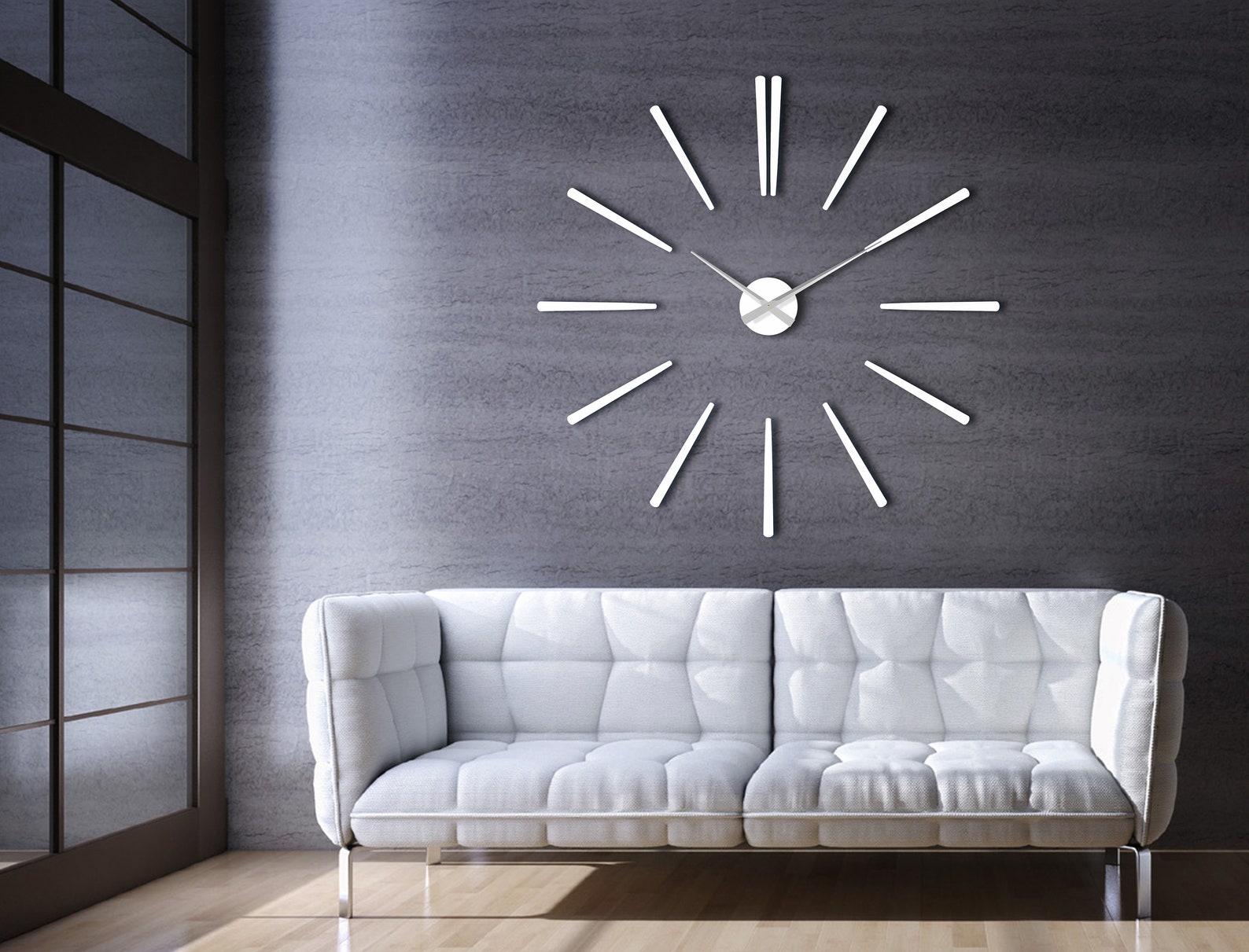 Large Modern Wall Clock White Elegance Huge interior image 0.