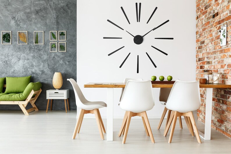 Large Modern Wall Clock Black Elegance Huge Interior Design Etsy