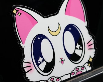 White Moon Kitty I Peeker Sticker I Car Sticker I Jdm Accessories I Cute Car Accessories