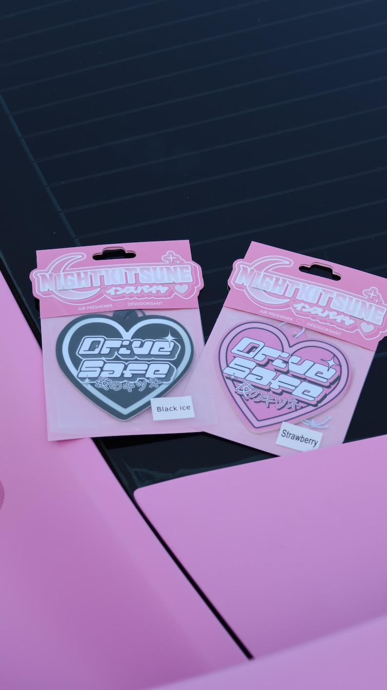 Drive Safe Heart Car Air Freshener - Strawberry or Black Ice Scent Y2K image 3