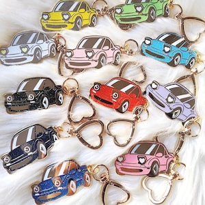 Miata -  Heart Lights / Metal Keychains / Hard Enamel keychain / glitter keychain / Car Keychain / Cute JDM Keychain