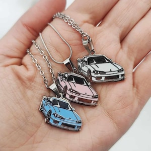 S15 Silvia Anhänger Halskette / Emaille Anhänger / Auto Mädchen Geschenke / JDM / Rosa Miata / Lila Miata / süßes Autozubehör