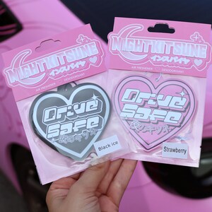 Drive Safe Heart Car Air Freshener - Strawberry or Black Ice Scent Y2K image 2