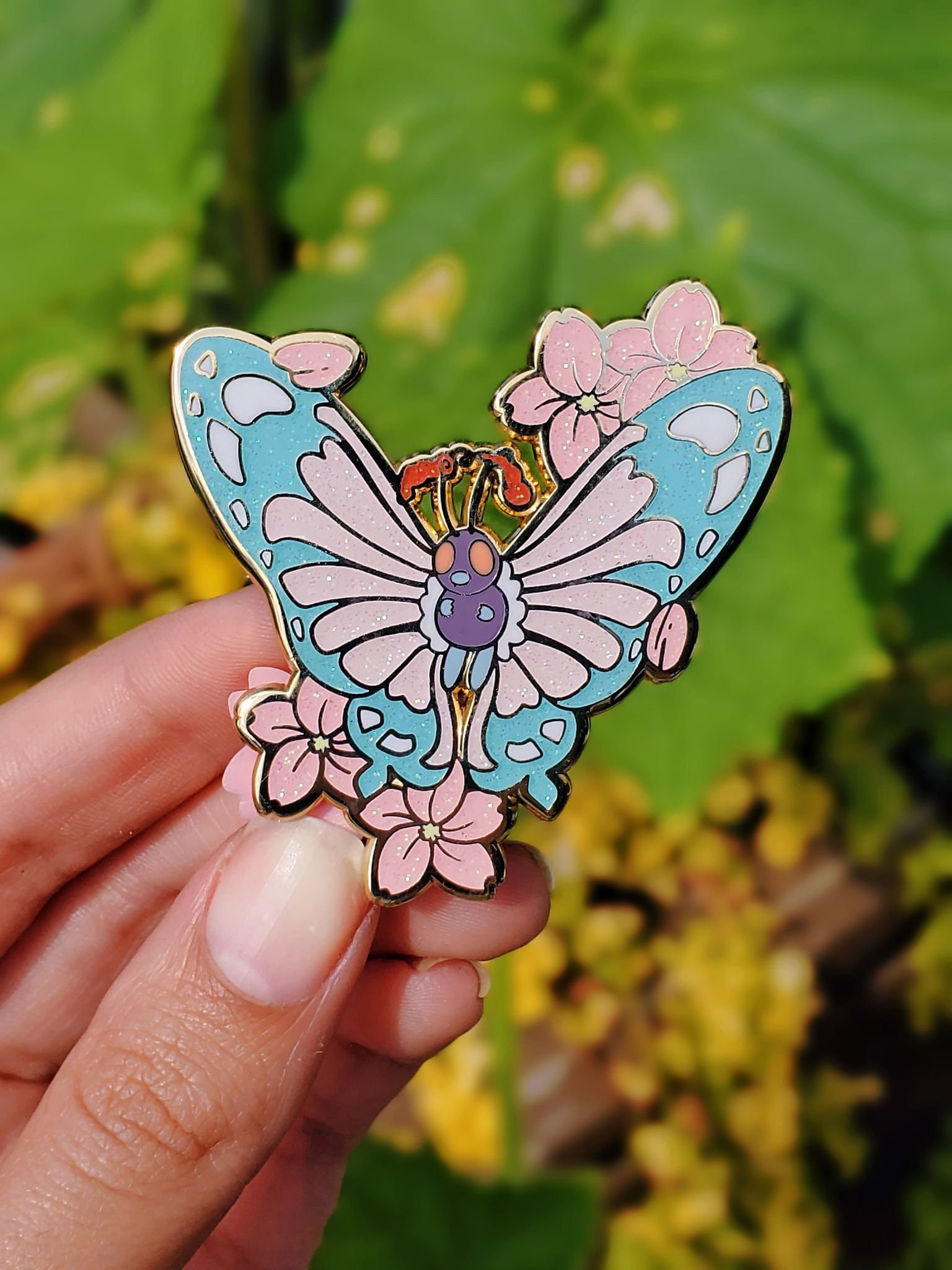 Butterfly Pins, Butterfly Brooches, Moth Pins, Enamel Butterfly Pin, Moon  Floral Butterfly Pin 