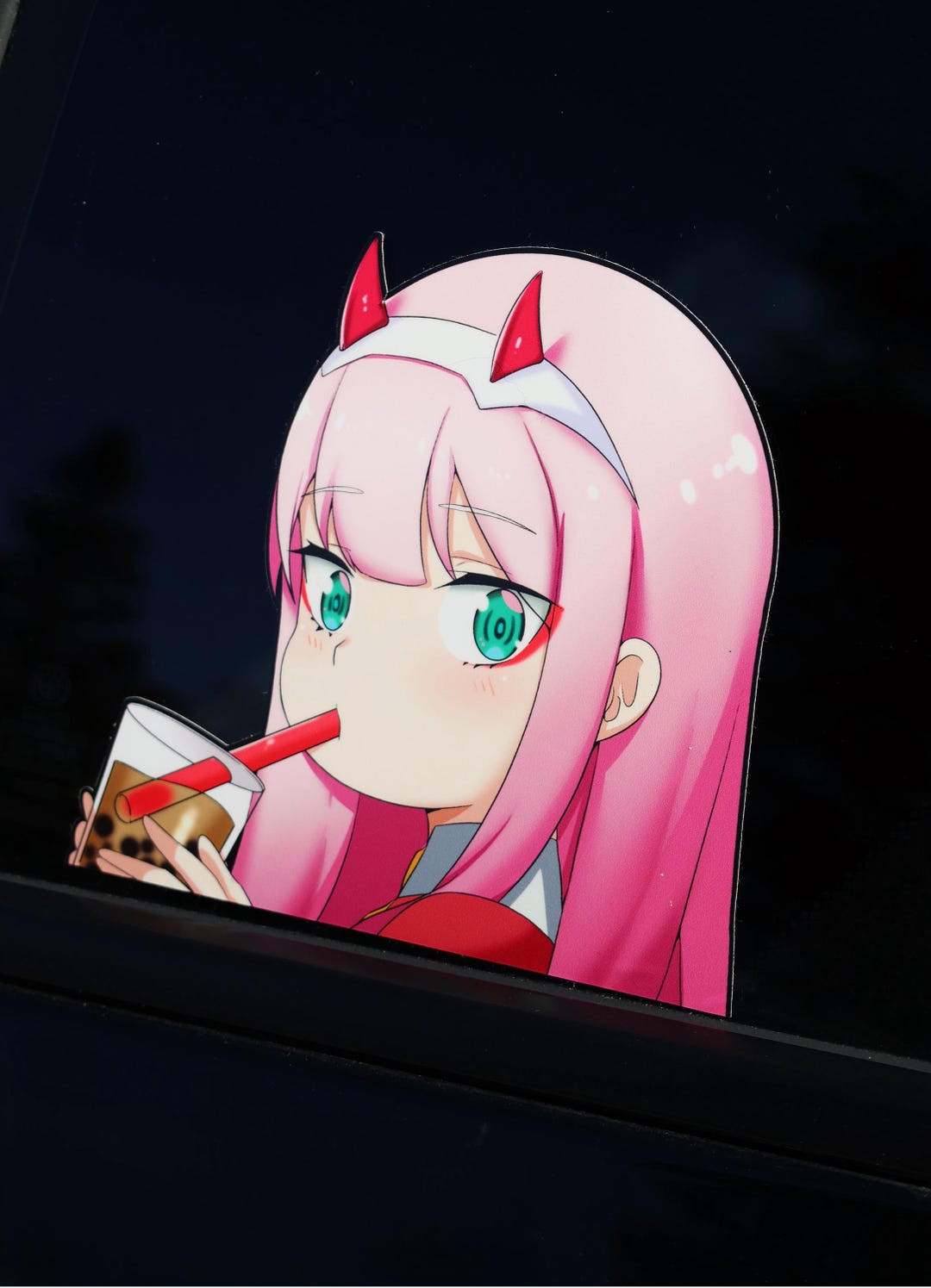 Devil Boba Devil Anime Girl Peeker Sticker - Boba Lover Car Decal - Etsy