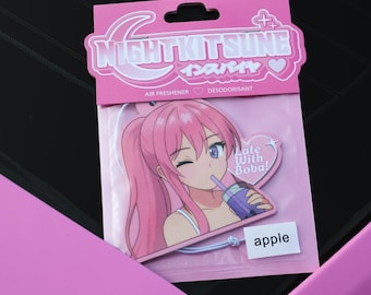 Late with boba Air Freshener / JDM Car Accessory / Apple Scented / Anime Girl