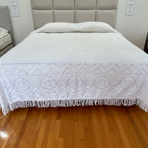 Vintage white cotton chenille King bedspread